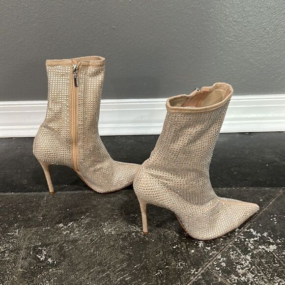 Schutz Sybil Suede & Rhinestone Sock Booties 8.5B NWOB - Picture 4 of 9